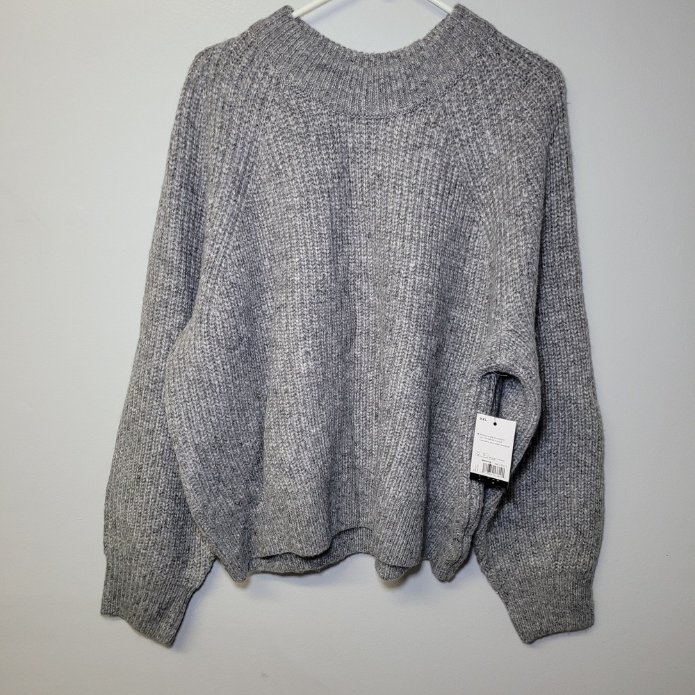 Sonoma Goods For Life‎ Womens XXL Thick Gray Ribbed Knit Raglan Sleeve Sweater